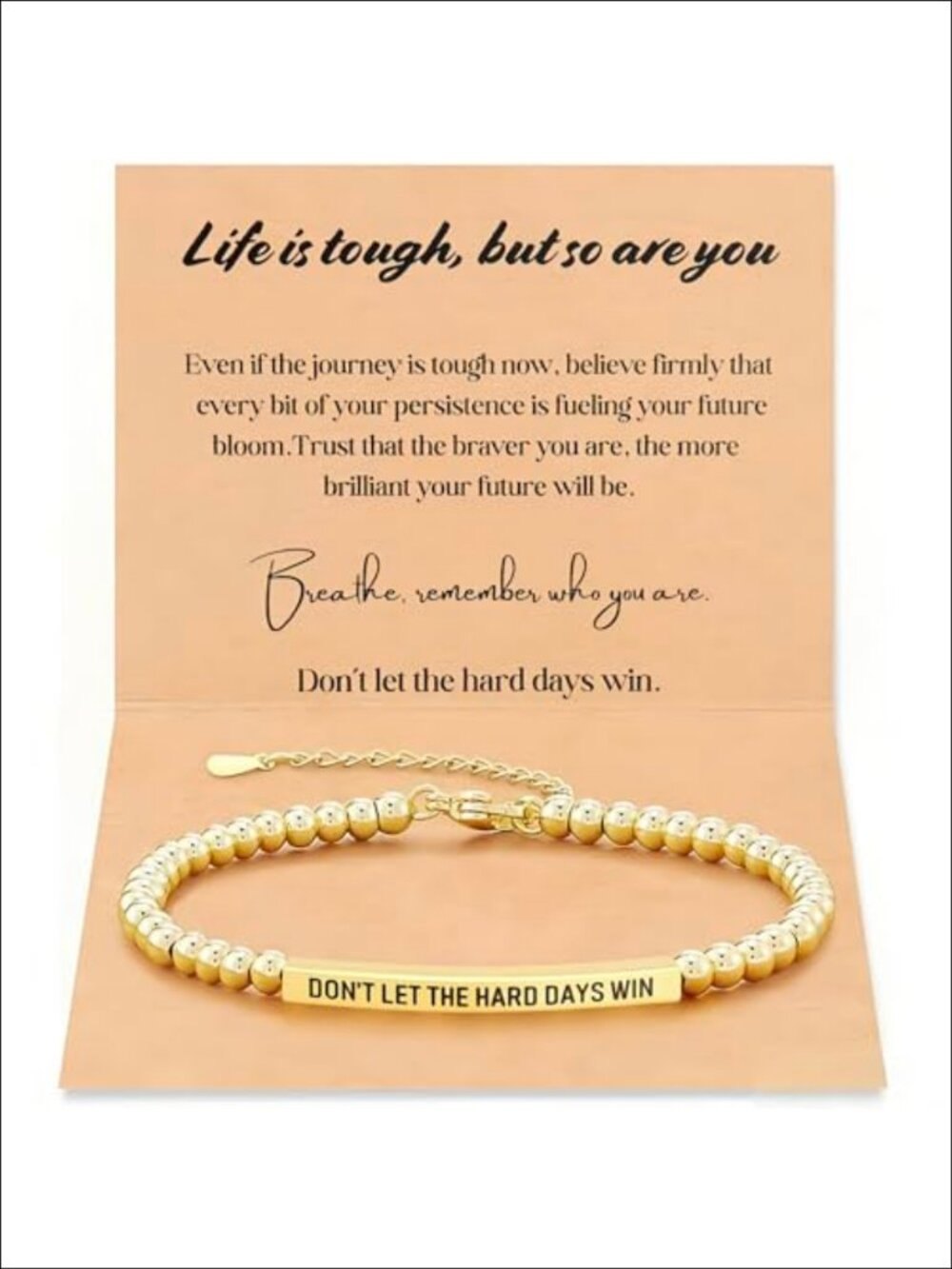 Stainless Steel Bead Inspirational Faith Bracelet Christian Gift Adjustable